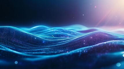 Abstract Blue Data Wave Background - Abstract backgrounds