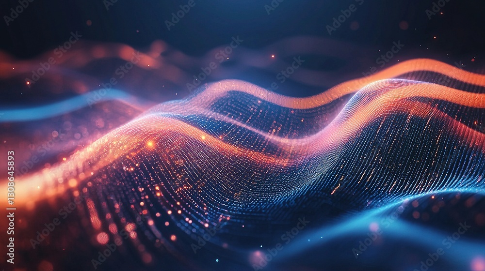 Aufkleber abstract technology design with flowing lines and data visuals