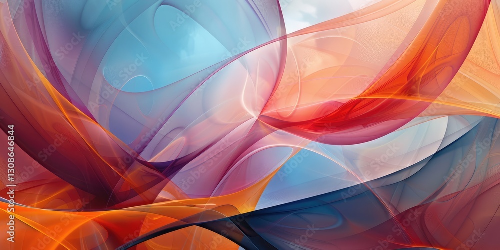 Poster abstract colorful swirling patterns with blue, purple, and orange hues. abstract image 3d rendering 