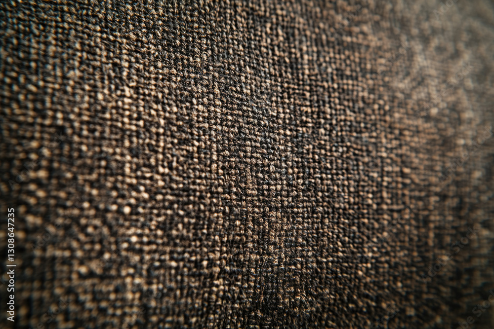 Poster close-up of a dark brown woven fabric texture with a detailed pattern.