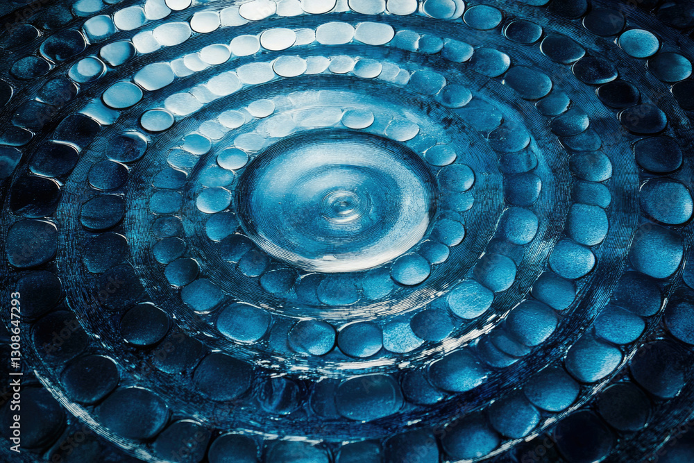 Poster Abstract concentric circles of textured blue paint create a mesmerizing visual effect.