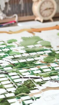 Background process of drawing watercolor painting - family tree. Green paint predominates. Watercolor painting. Creative art workshop. Graphic painting on watercolor paper