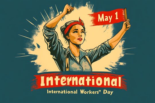 Modern May 1st International Workers' Day Logo with Bold Features