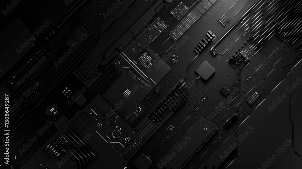 Aufkleber explore this dark futuristic cyber background featuring abstract circuit patterns, perfect for techn