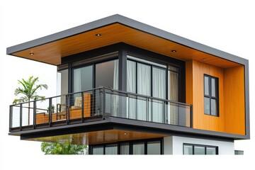 Modern House Balcony for Tropical Design, White Background.