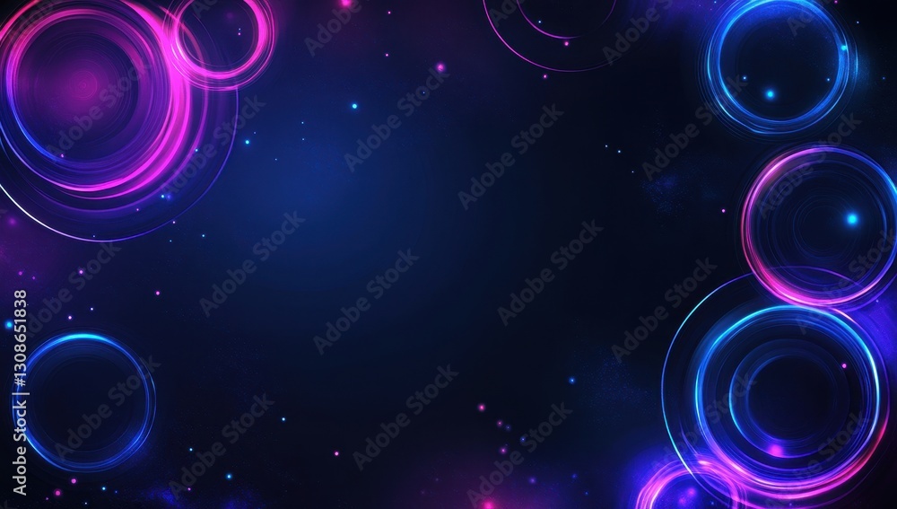 Poster vibrant abstract background with colorful circles and bokeh effect for modern designs, technology, o