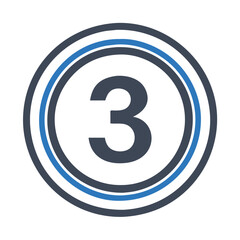 Obraz premium Number 3 inside double ring icon