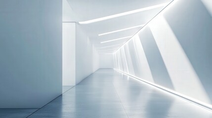 Obraz premium Beautiful lighting of 3D White geometrically empty wall 