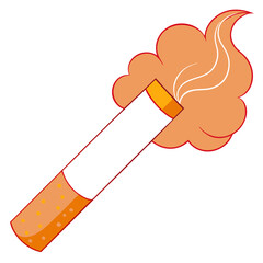 Burning cigarette with smoke illustration