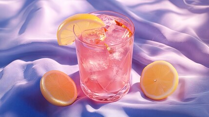 Fototapeta premium Spicy Citrus Chill: A Tangy Pink Cocktail with a Fiery Twist