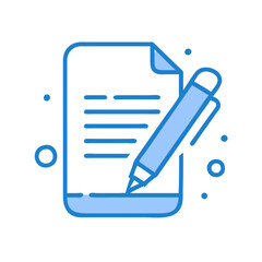 Blue signed document with pen icon