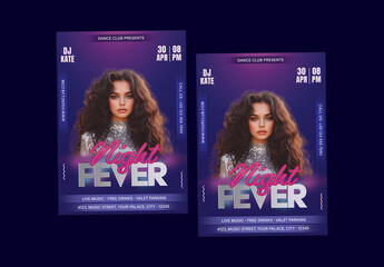 Night Fever Party, Editable Flyer or Poster for Club and Upcoming Events.