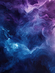 Obraz premium An abstract composition of swirling, ethereal clouds in vibrant shades of indigo and violet, creating a sense of cosmic depth and mystery.