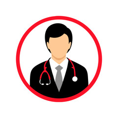 Male doctor with stethoscope icon