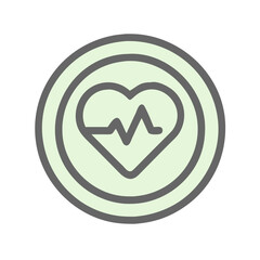 Green heart with heartbeat line icon