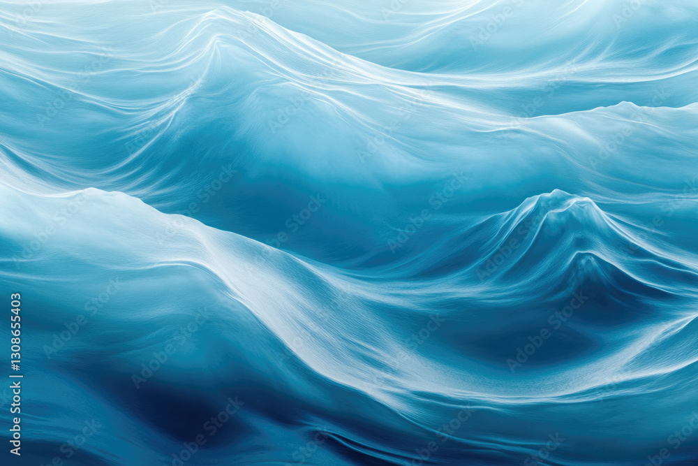 Poster Abstract image of flowing, teal-colored waves resembling snow dunes or water, creating a calming and serene atmosphere.