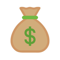 Brown money bag with green dollar sign