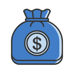 Blue money bag icon