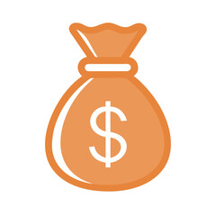 Brown money bag with white outline