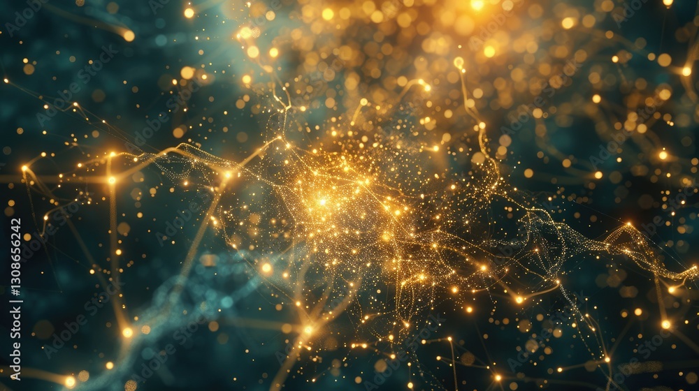 Poster experience the beauty of ethereal nodes pulsating with light in a cosmic expanse. this mesmerizing a