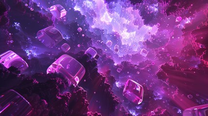 Abstract digital shape or line of technological cyber style particle design connect in surreal electric style shape designing. High tech scene express mysterious pattern perfect for wallpaper. AIG53.
