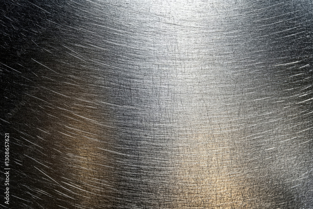 Poster brushed metal texture with fine, parallel scratches, showing a gradient of light and shadow.