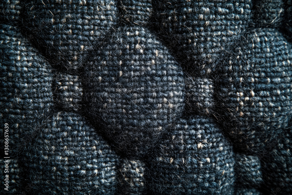 Aufkleber close-up of textured dark blue fabric with a quilted pattern. soft, fuzzy material.