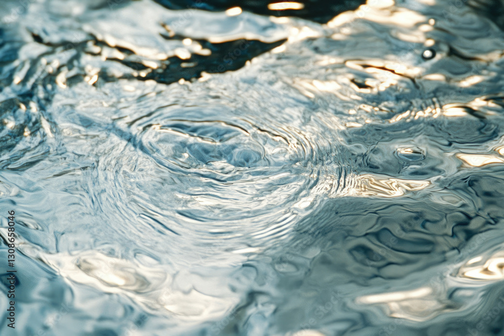 Poster Close-up of water surface showing ripples and reflections, creating a serene and abstract image.