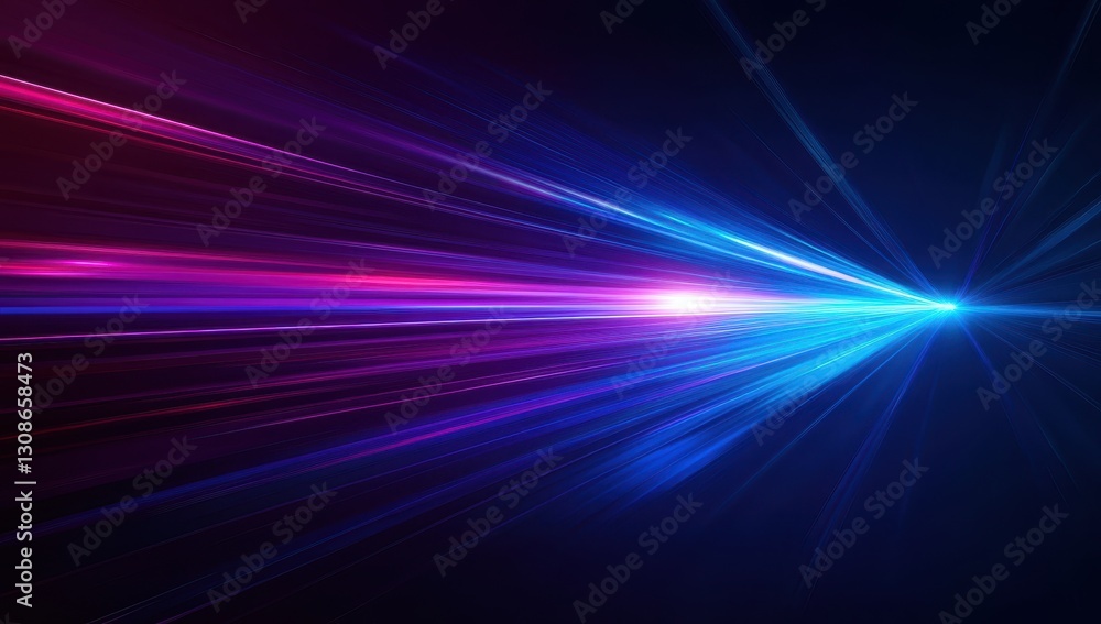 Poster vibrant and dynamic light rays abstract visualization in blue and pink with gradual blending for fut