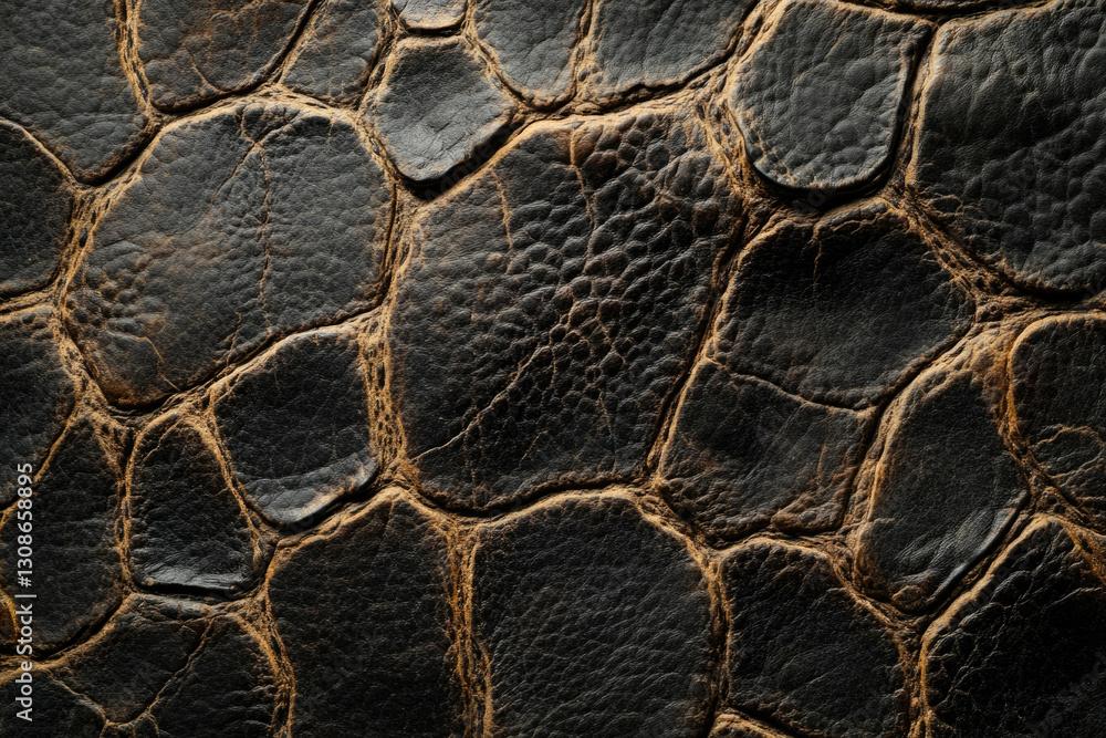 Poster Close-up of dark brown leather with a unique, textured, pebble-like pattern.