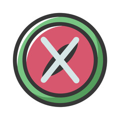 Obraz premium Red cancel button icon with green circular border