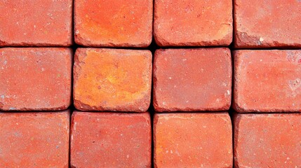 Fototapeta premium Red Clay Bricks Pattern on Flat Surface for Construction Use