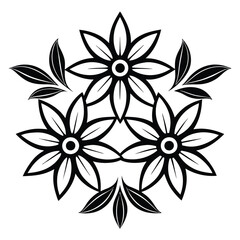 Fototapeta premium Decorative Floral Silhouette with a Multi-Petal Blossom Motif