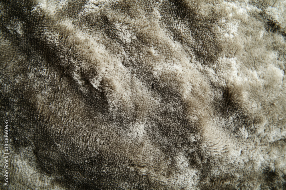 Poster Close-up of a plush, textured fabric with a wavy pattern in shades of taupe and brown.