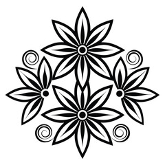 Stylized Floral Silhouette with Delicate Multi-Petal Arrangement