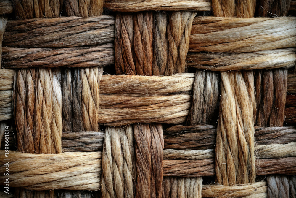 Poster intricate woven texture of natural fibers, showcasing earthy tones and a complex pattern.