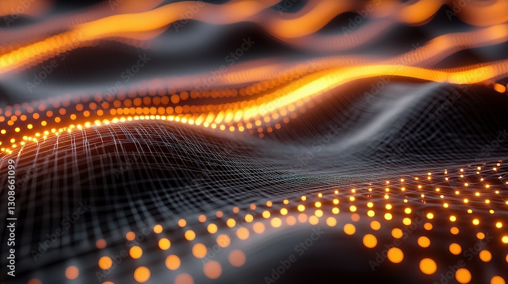 Poster 3d abstract technology design with glowing lights and lines