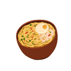 Bakmi noodle mi ayam ramen Traditional food yummy delicious illustration