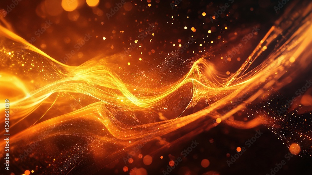 Poster abstract technology background with flowing lines and glowing effects