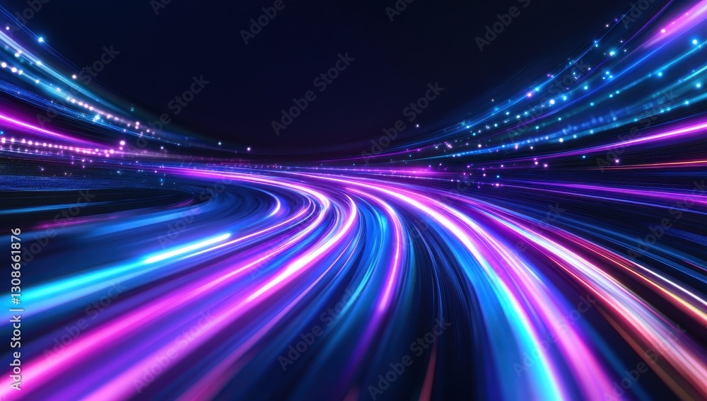 Aufkleber vibrant flowing lights in a dynamic curve of bright neon colors creating an abstract motion effect i