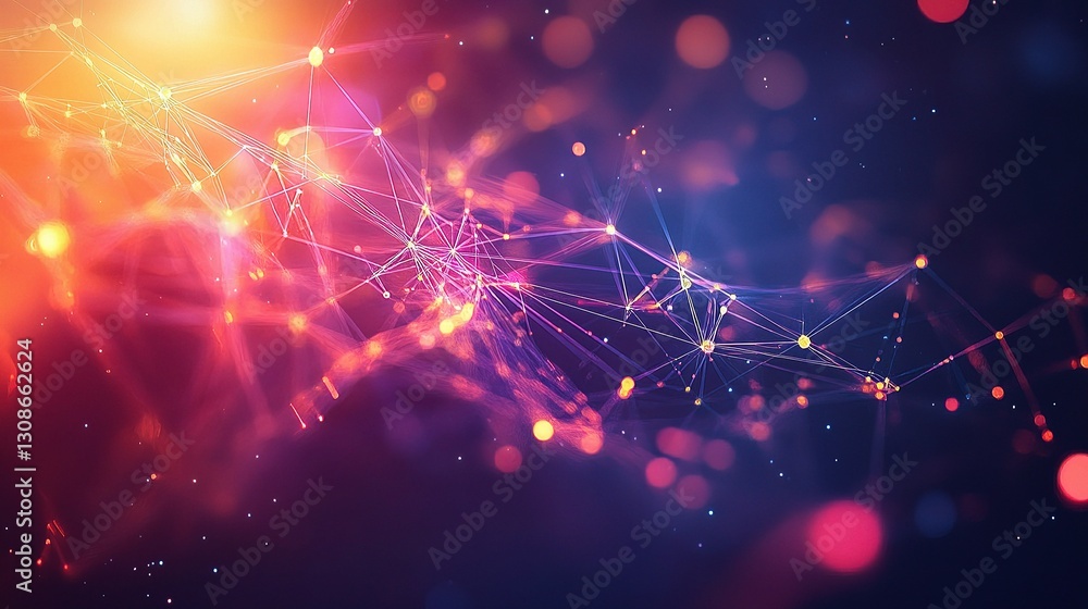 Poster abstract technology background with moving lines and colorful lights