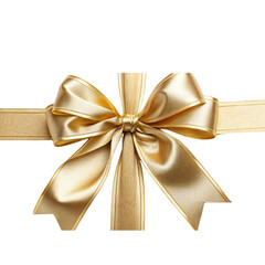 Fototapeta premium A Gold Ribbon With Bow On White Background 