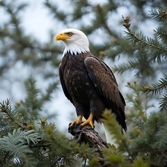 Obraz premium american bald eagle on a branch