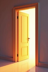 Door creaks open to reveal a bright and airy space, glow, light