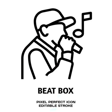 Beat box editable stroke outline icon isolated on white background flat vector illustration, Pixel perfect