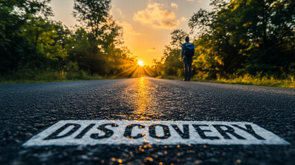 Road with 'discovery ' text.
