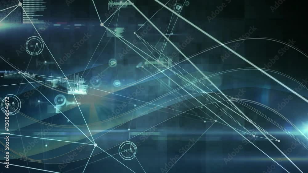 Poster digital network connections and data processing animation on abstract background