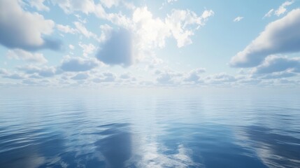 Obraz premium Peaceful ocean or sea with cloudy skies. 