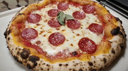 pizza with salami and cheese