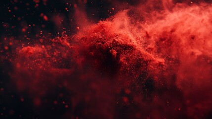 Red chili powder scattered everywhere.  A burst of spicy red powder splatters.
